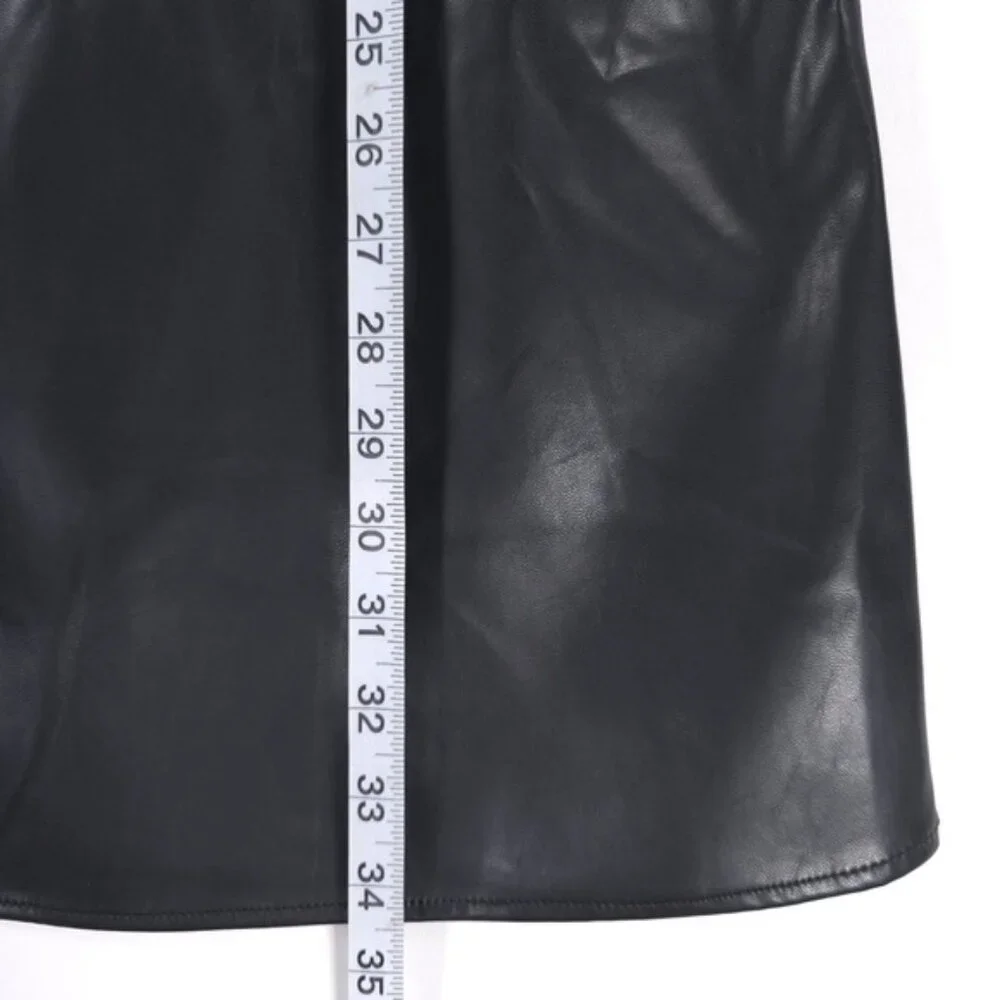 THML Lucia Mini Dress Faux Leather Polka Dot Ruffle Sleeves THS1220-1-BK SMALL - Picture 8 of 12